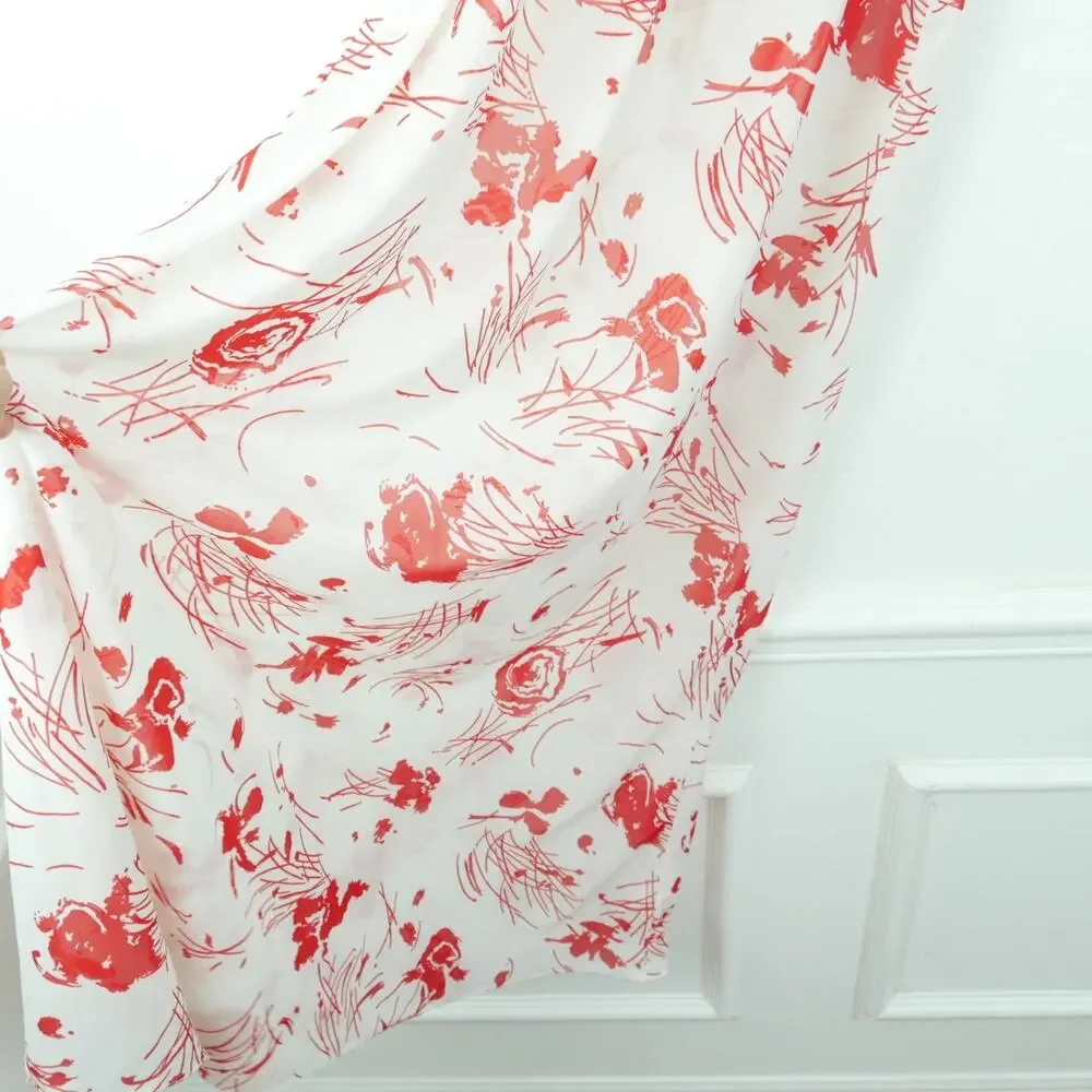 Vintage S Nightgown Slipdress Coquette Feminine Dainty Red Lace Floral 70s Glam - Picture 6 of 9
